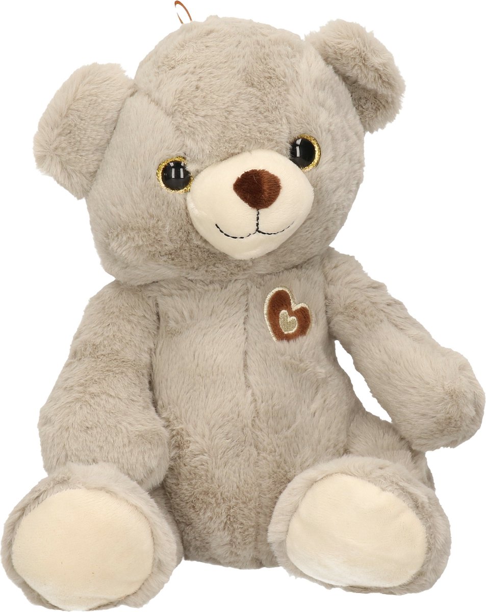 Pluche speelgoed knuffeldier Teddybeer grijs van 28 cm