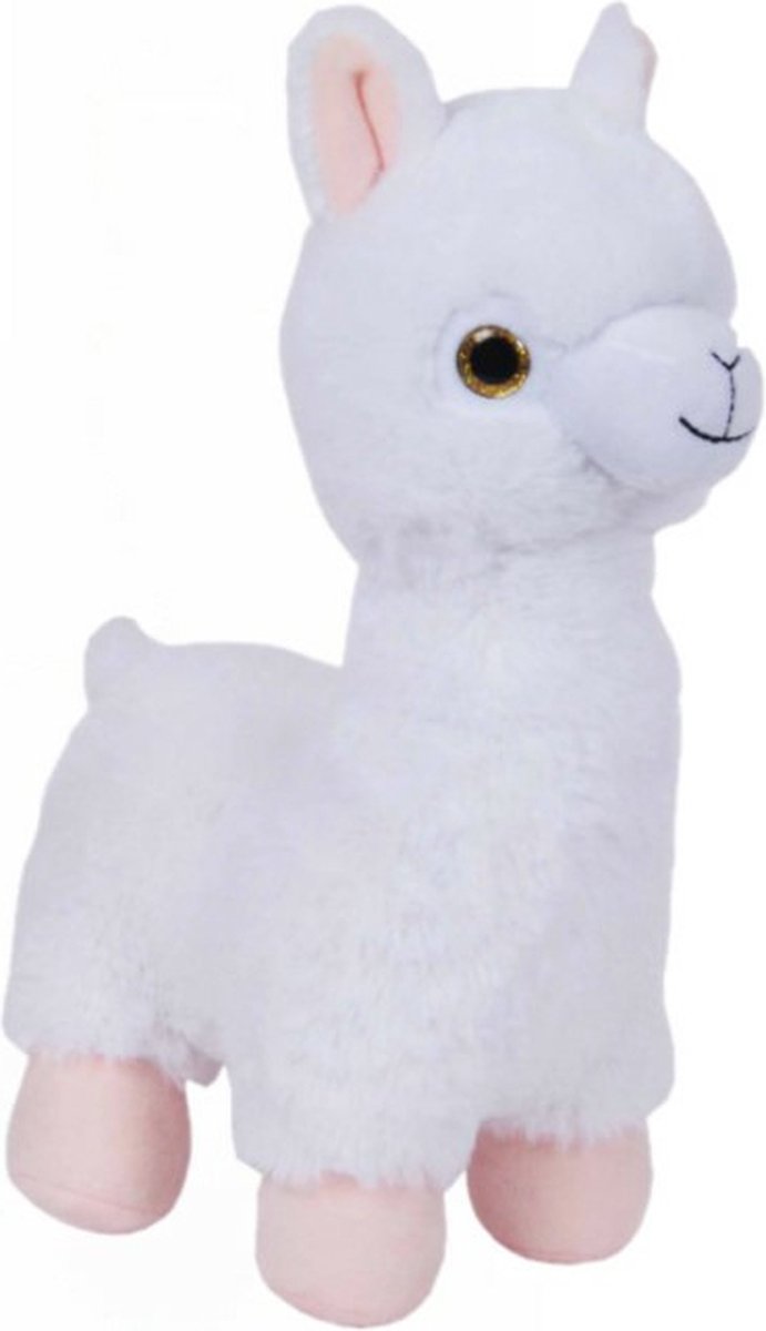 Pluche speelgoed knuffeldier Witte Lama van 27 cm