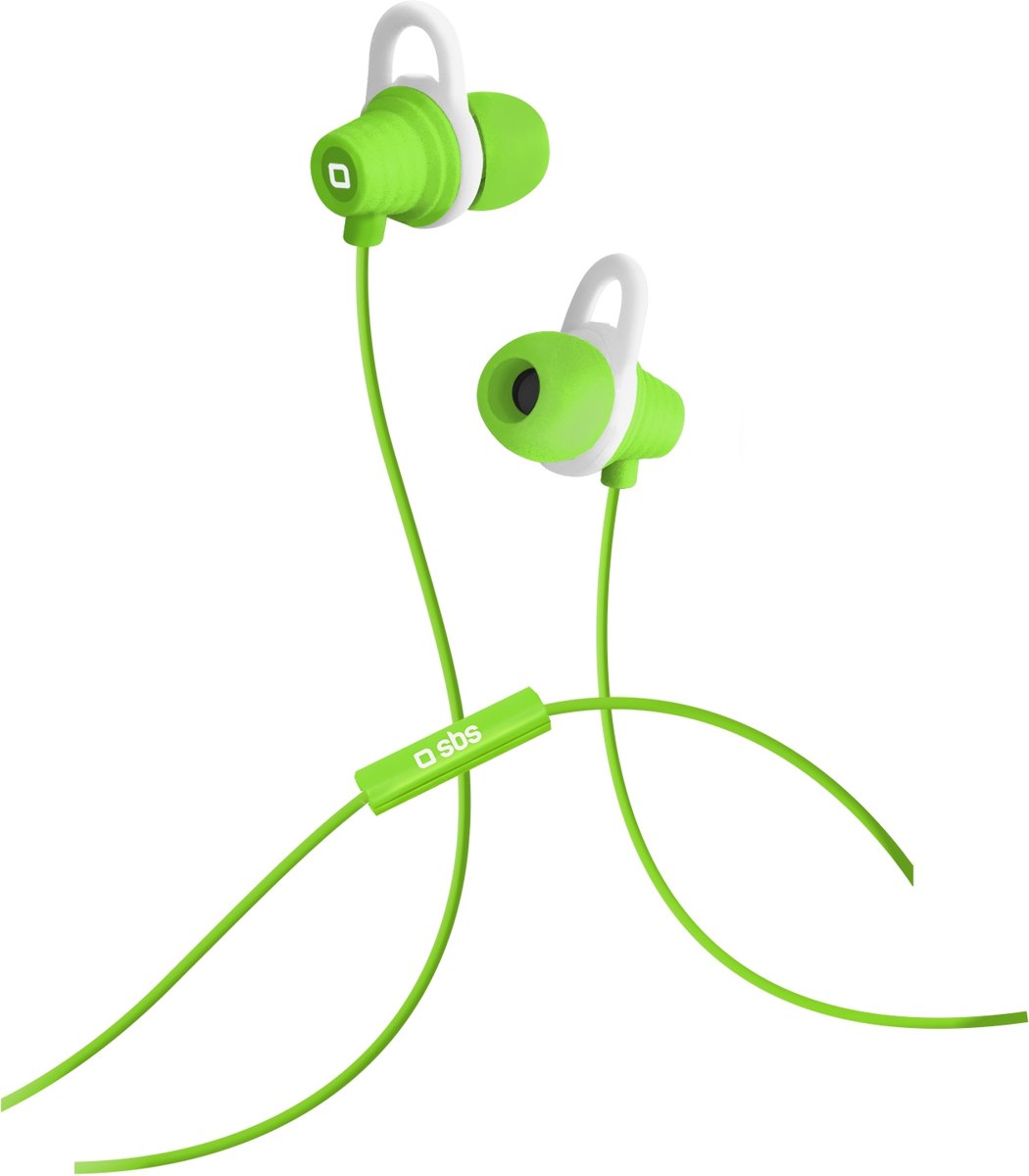 SBS Stereo earset Mix 25 jack 35 mm integrated microphone integrated start / end call button green color