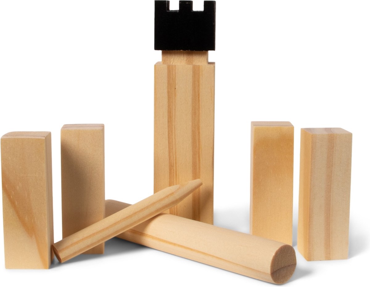   Kubb Spel - Houten kegels - Compact strandspel - Met opbergzak