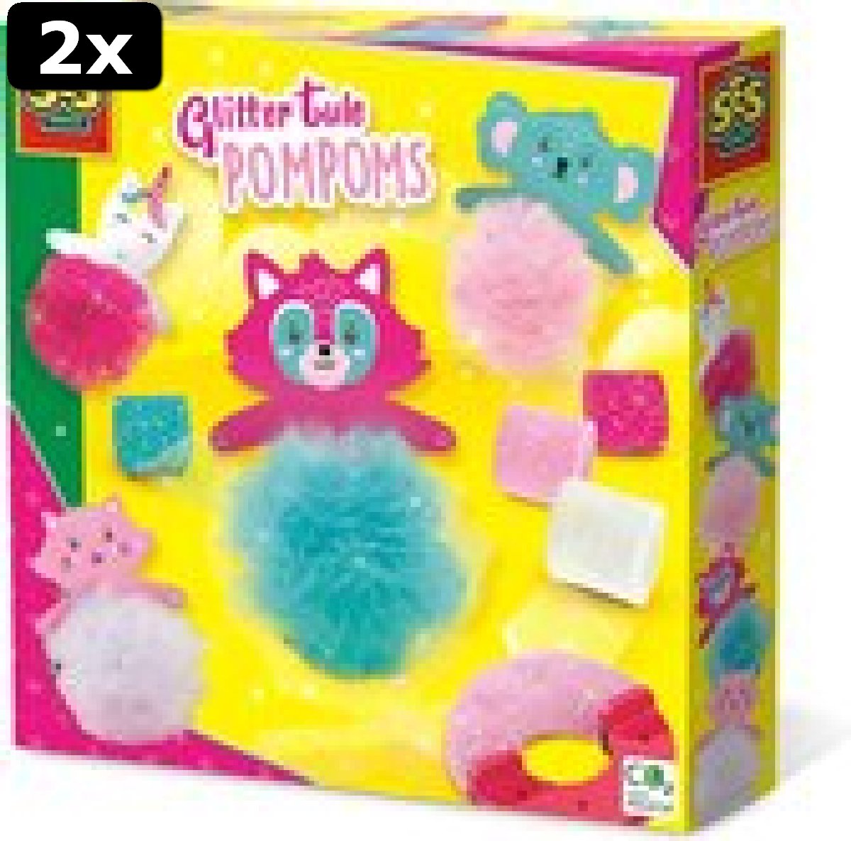 2x SES - Glitter tule pompons