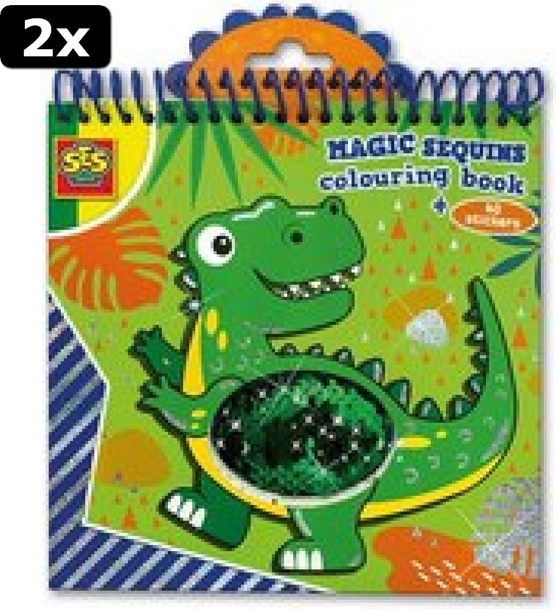 2x SES - Magic pailletten kleurboek (blauw/groen)