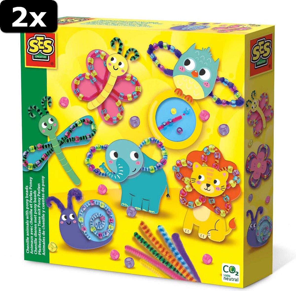 2x SES Chenille dieren met pony beads