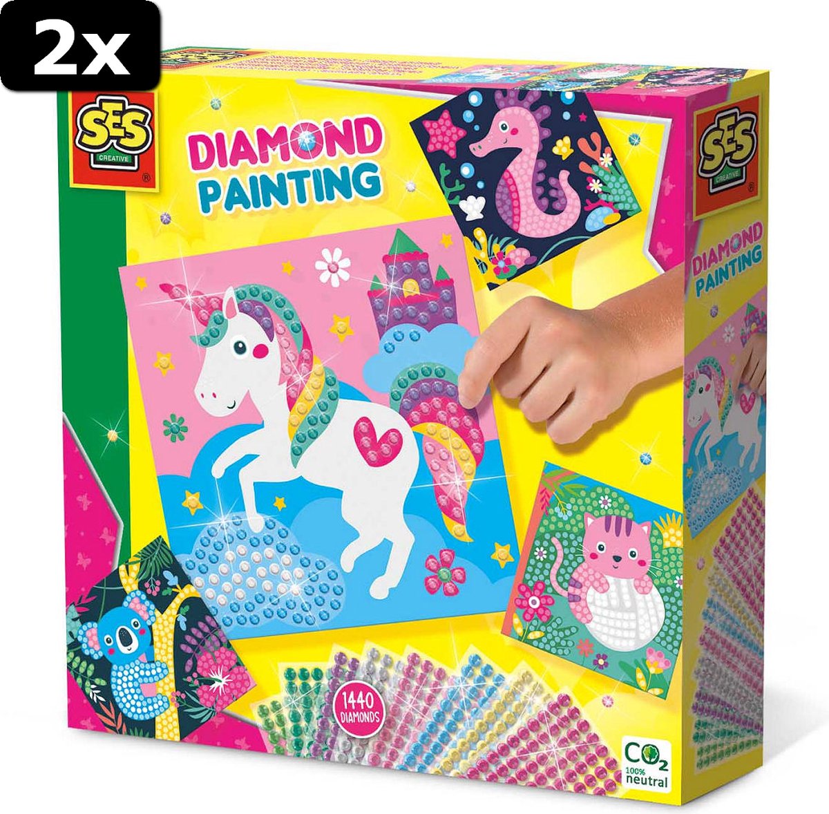 2x SES Diamond painting - Vrolijke dieren