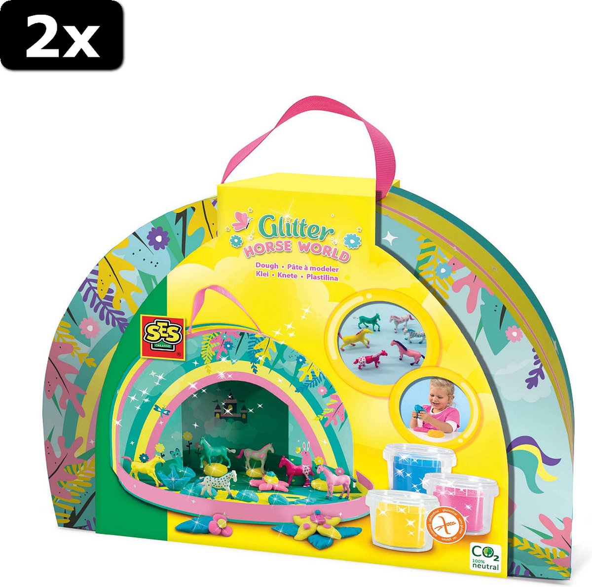 2x SES Glitter paarden wereld - Speelkoffer