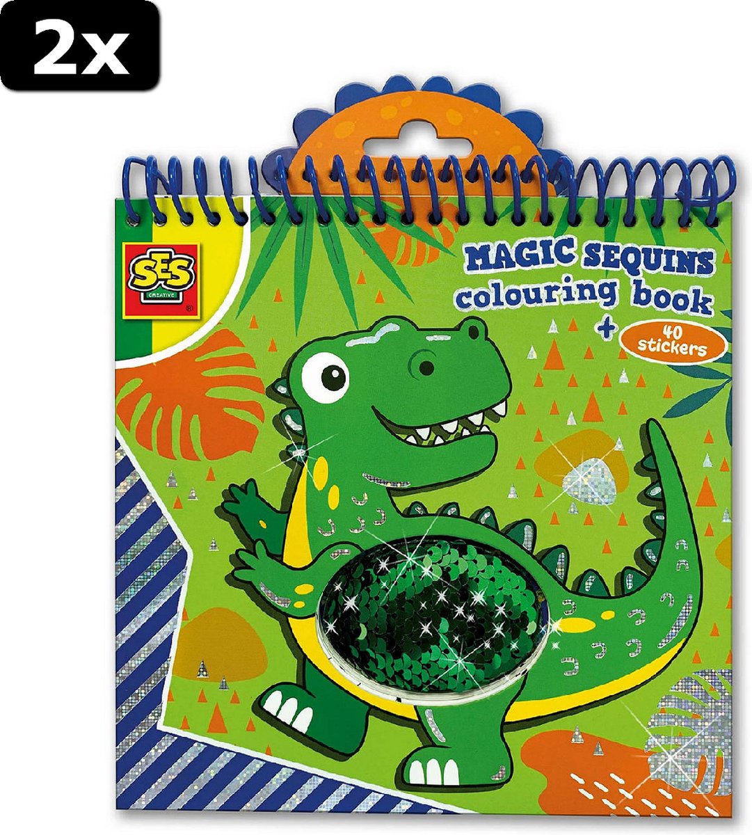 2x SES Magic pailletten kleurboek (blauw/groen)