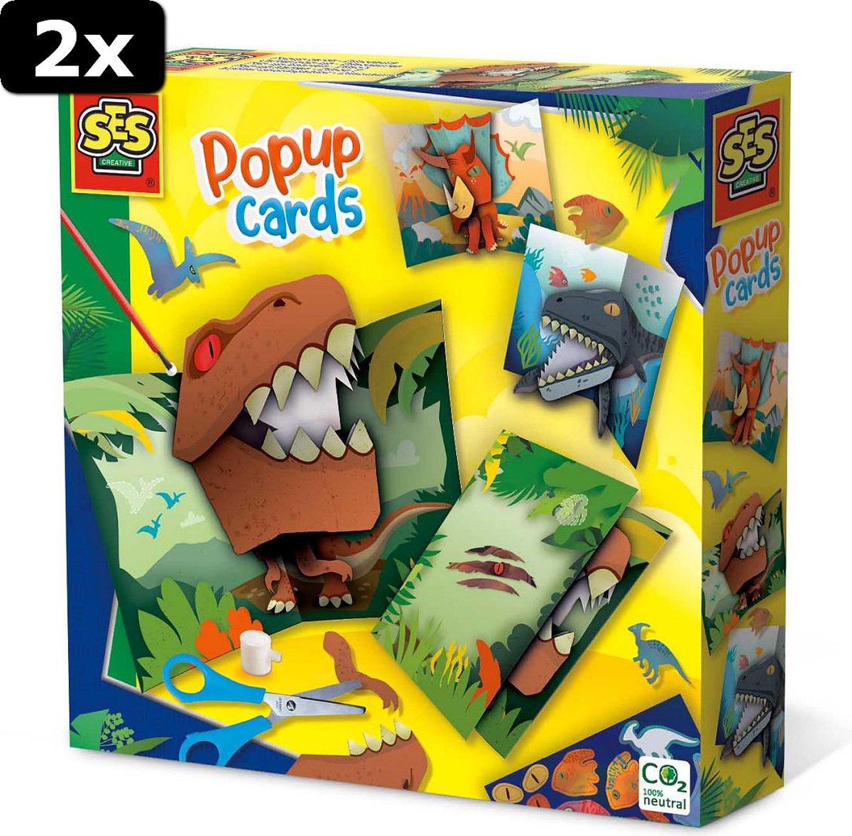 2x SES Pop-up kaarten - Dino AND apos;s