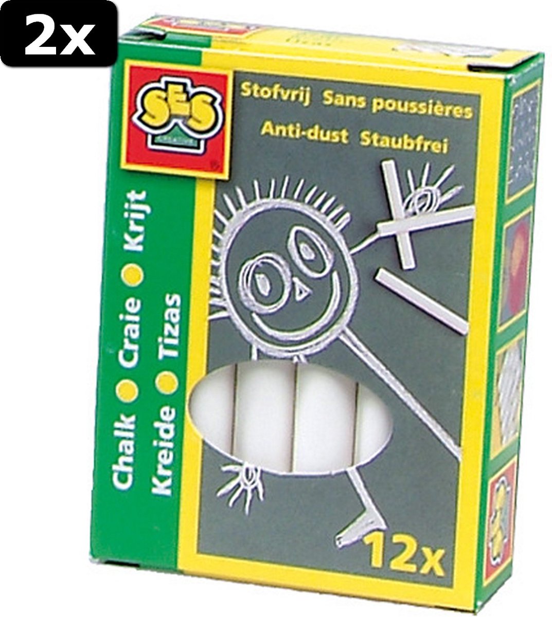 2x Ses Krijtjes Wit 12 stuks