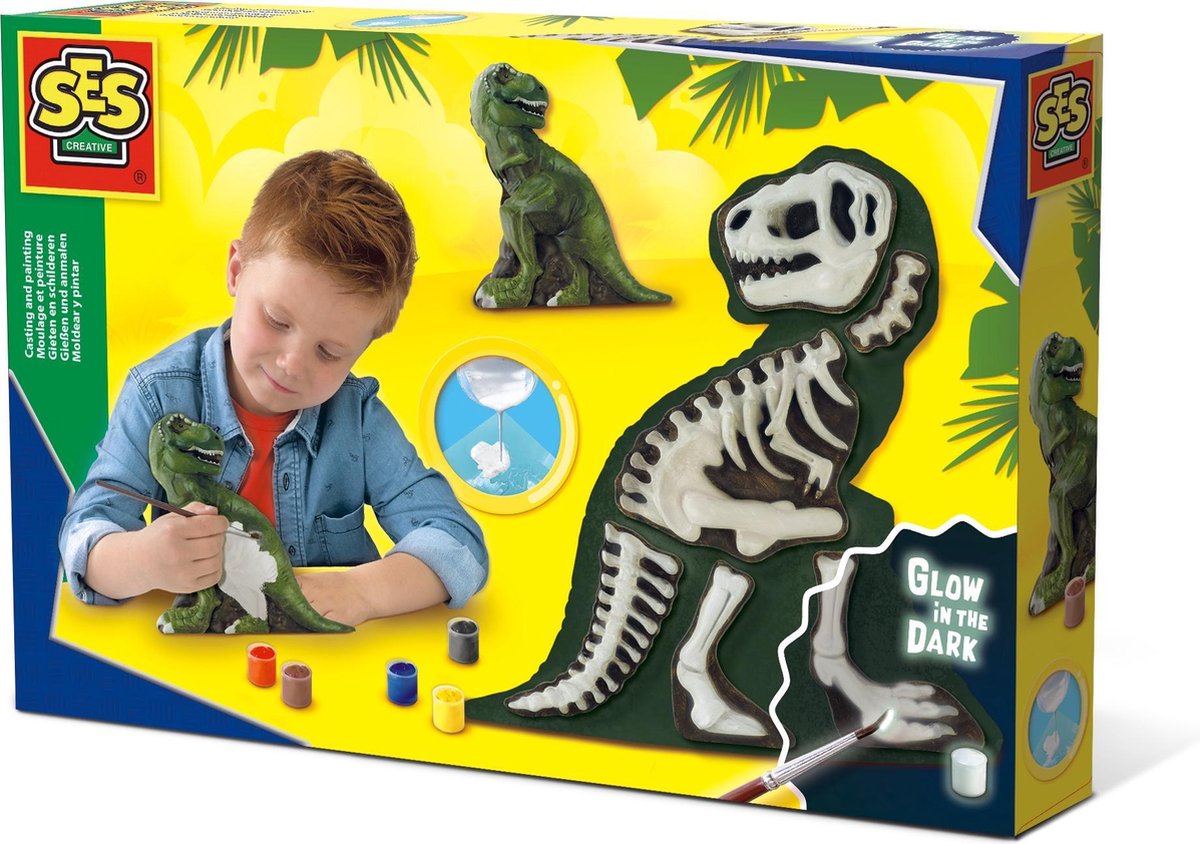 Gieten en schilderen (- T-Rex met skelet)