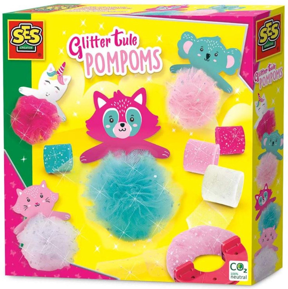 SES Glitter Tule Pompoms