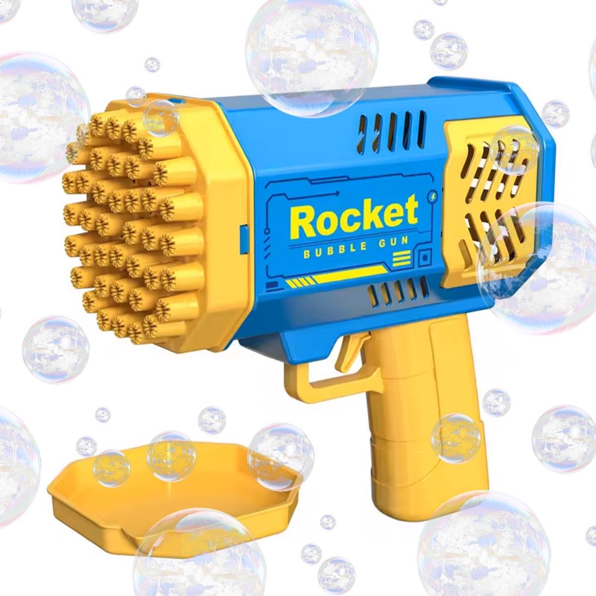   LED Bubble Bazooka -   Geweer met 1000 Bubbels en Kleurrijke LED Lichten - Blauw