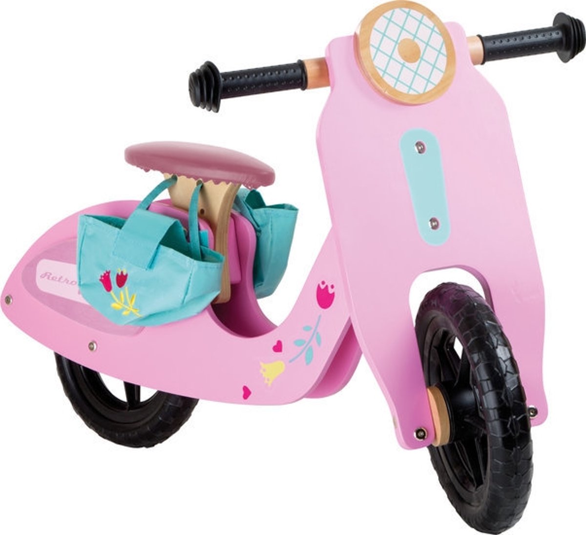 Houten loopfiets meisjes - Pink Speedster - zithoogte 35cm - houten meisjes speelgoed vanaf 3 jaar