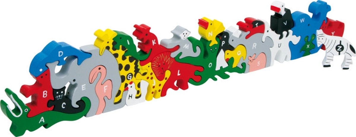 Houten puzzel - Dieren Letters en nummers - Kinderpuzzel 2 jaar