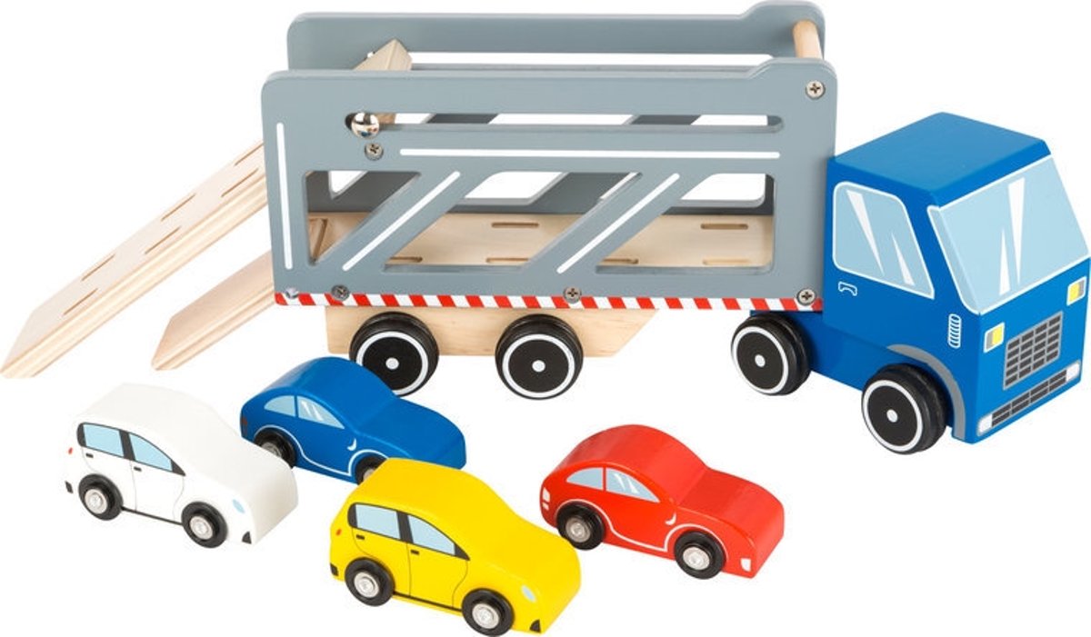 Houten speelgoed auto met aanhanger - Auto Transporter Premium - Auto speelgoed - houten speelgoed vanaf 1,5 jaar