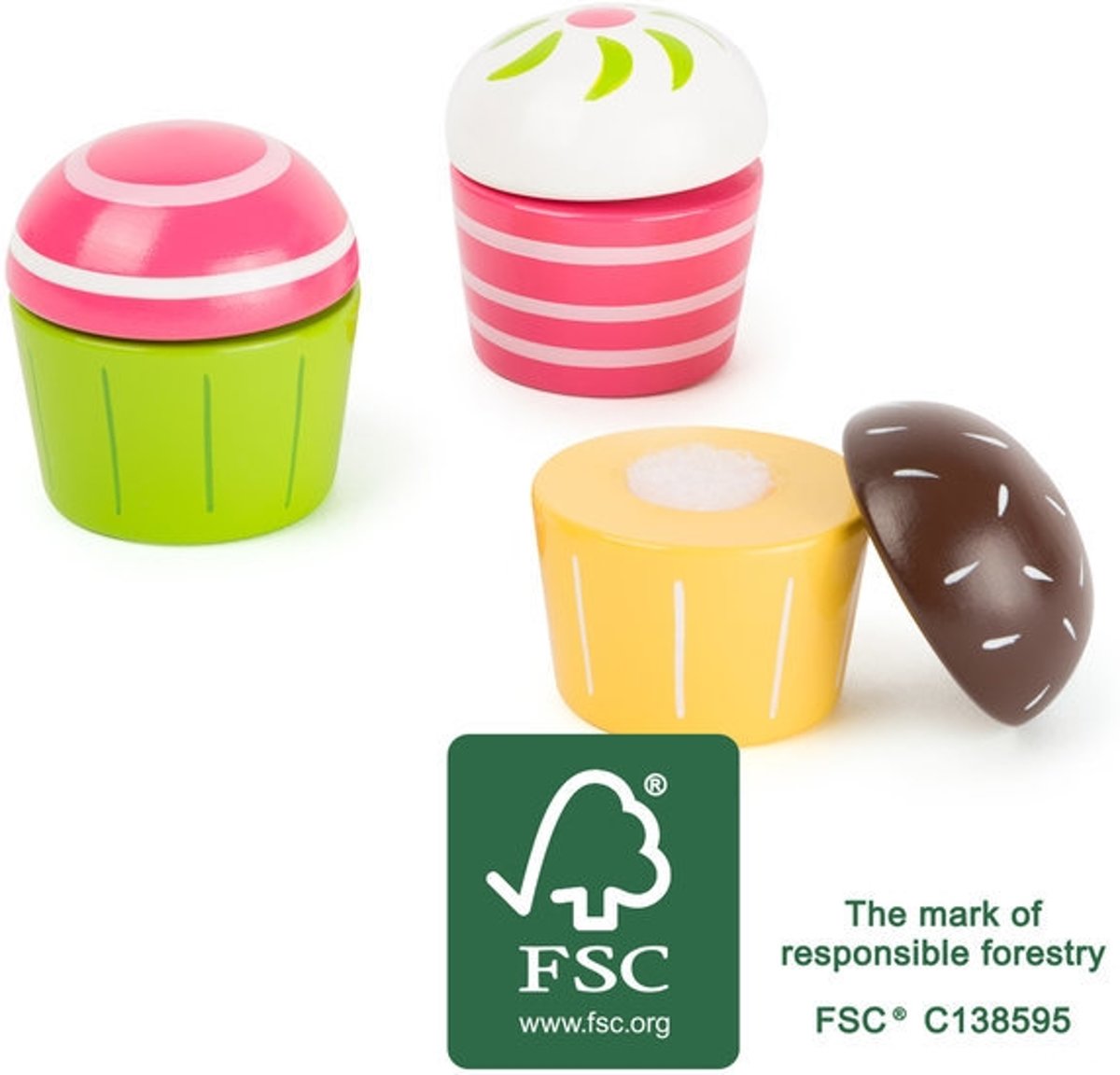 Houten speelgoed eten en drinken - Cupcakes - FSC - Houten speelgoed vanaf 3 jaar