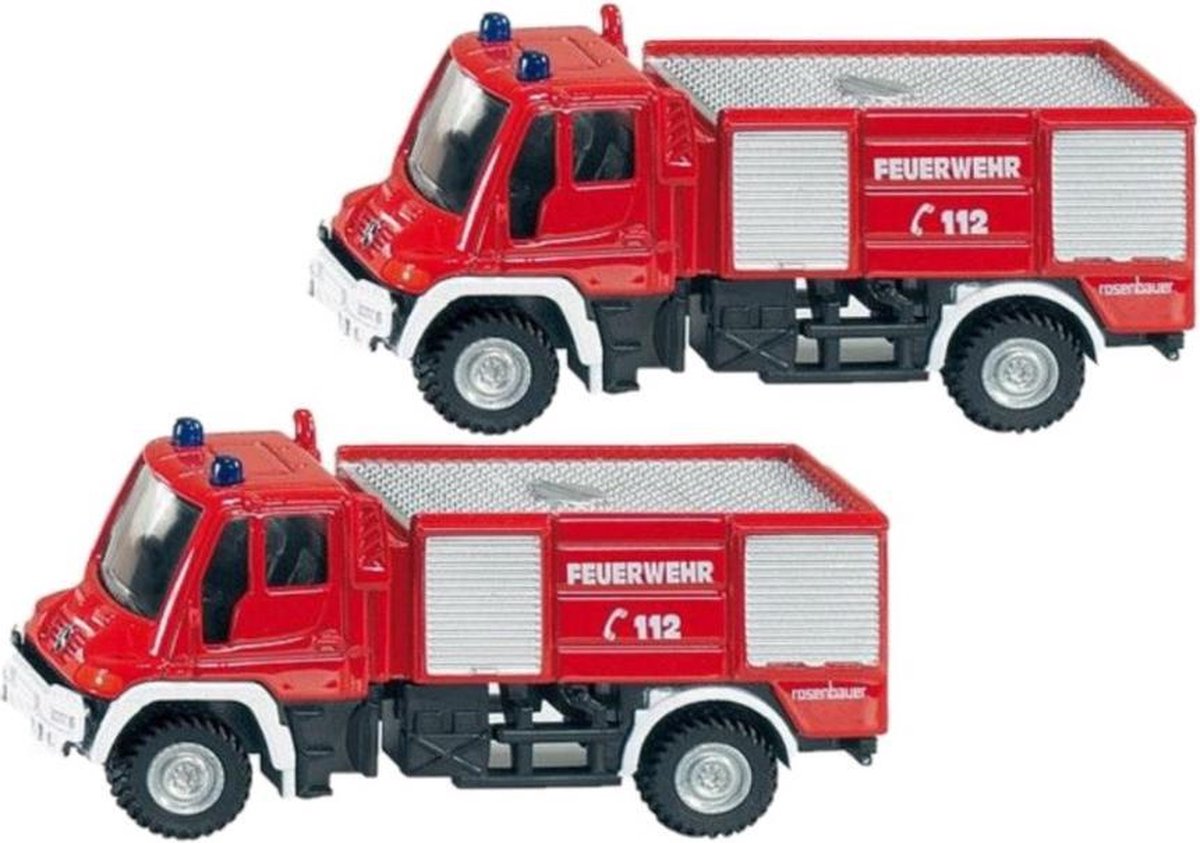 2x stuks siku speelgoed brandweerwagen Unimog - model auto