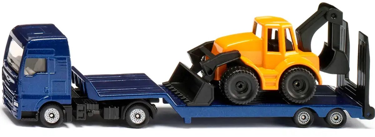 Siku MAN vrachtwagen speelgoed met graafmachine - bouwvoertuig.