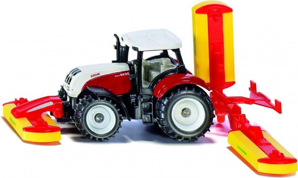 Steyr CVT6230 tractor met P√∂ttinger maaier rood (1672)