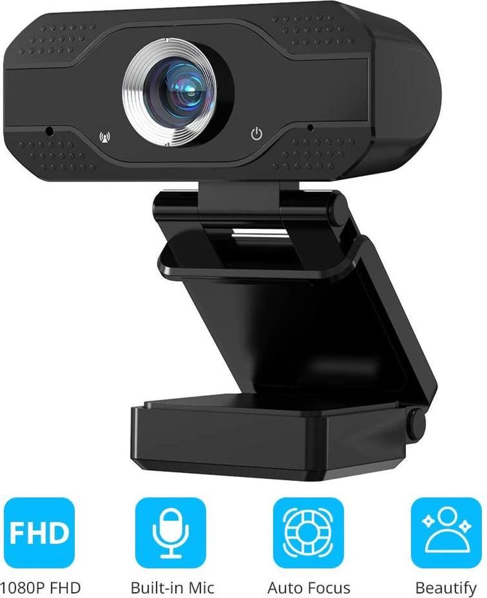 Webcam Voor Pc - Webcam Voor Pc met USB - Webcam Met Microfoon - Full HD - 1080p - Webcam Voor Pc Of Laptop - Camera voor pc - Groeps Video Call - Noise Cancelling en Universele Klem - Webcam voor PC of Laptop -