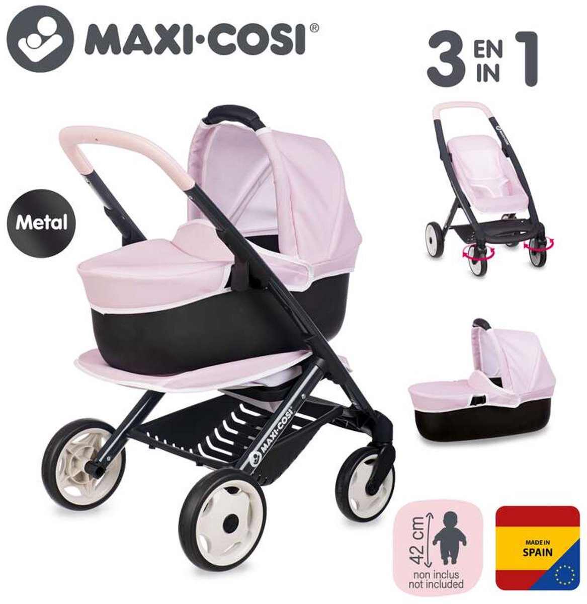 Maxi Cosi roze combi poppenwagen