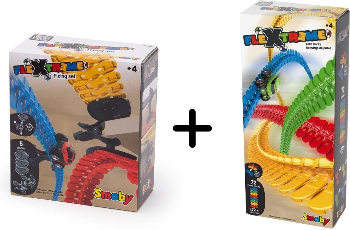 Smoby - FleXtreme Fixing Set & Refill Tracks - Racebaanonderdeel - Racebaan - 77 Onderdelen - Kunststof