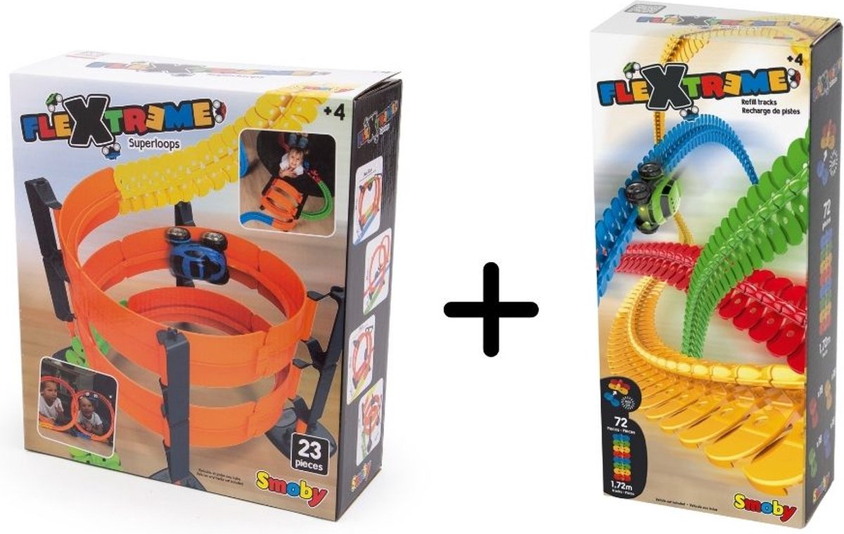 Smoby - FleXtreme Superloops Set & Refill Tracks - Racebaanonderdeel - Racebaan - 95 Onderdelen - Kunststof