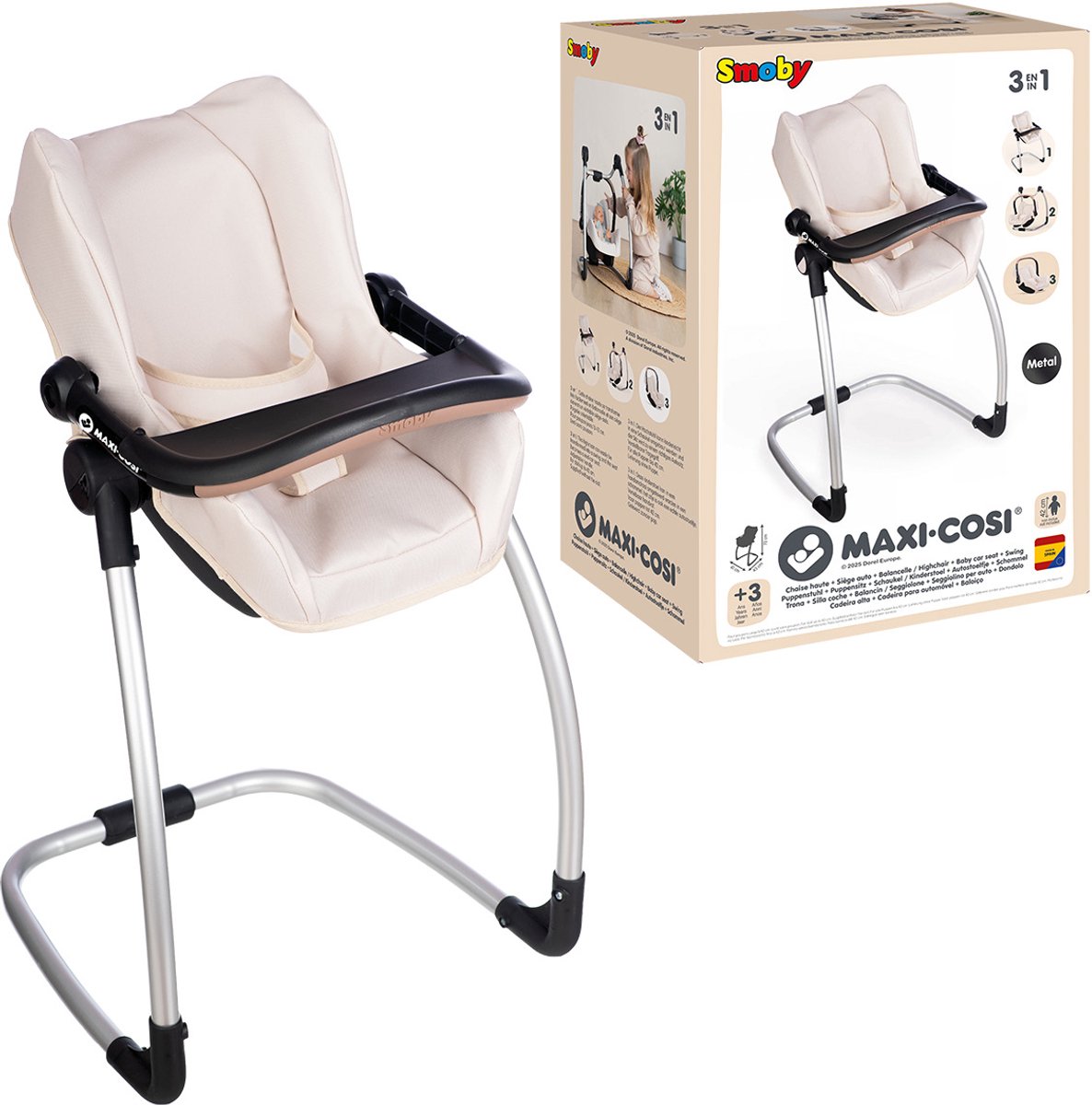 Smoby - Maxi cosi kinderstoel voor pop tot 42cm - schommel - autostoel - tablet