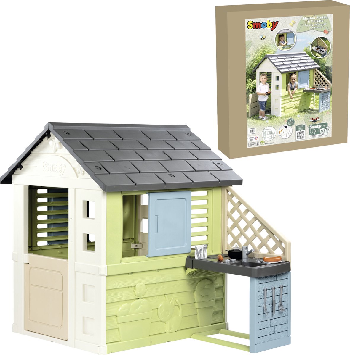 Smoby - Pretty House met zomerkeuken -   - Vanaf 2 jaar.