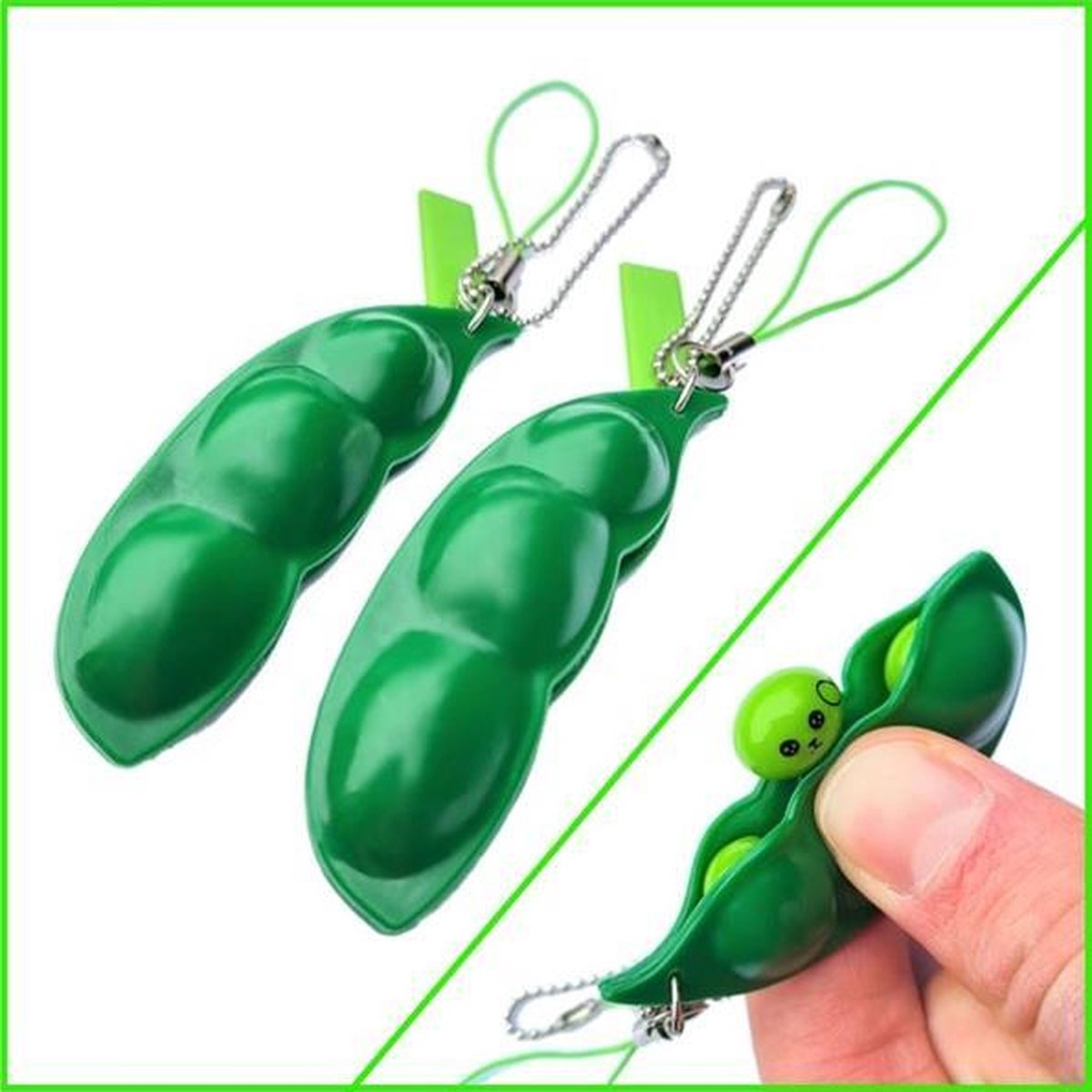   2x   Pop It Bean Toy - Speelgoed sleutelhanger / squeeze pea / erwten / bonen / Tik Tok Trend 2021