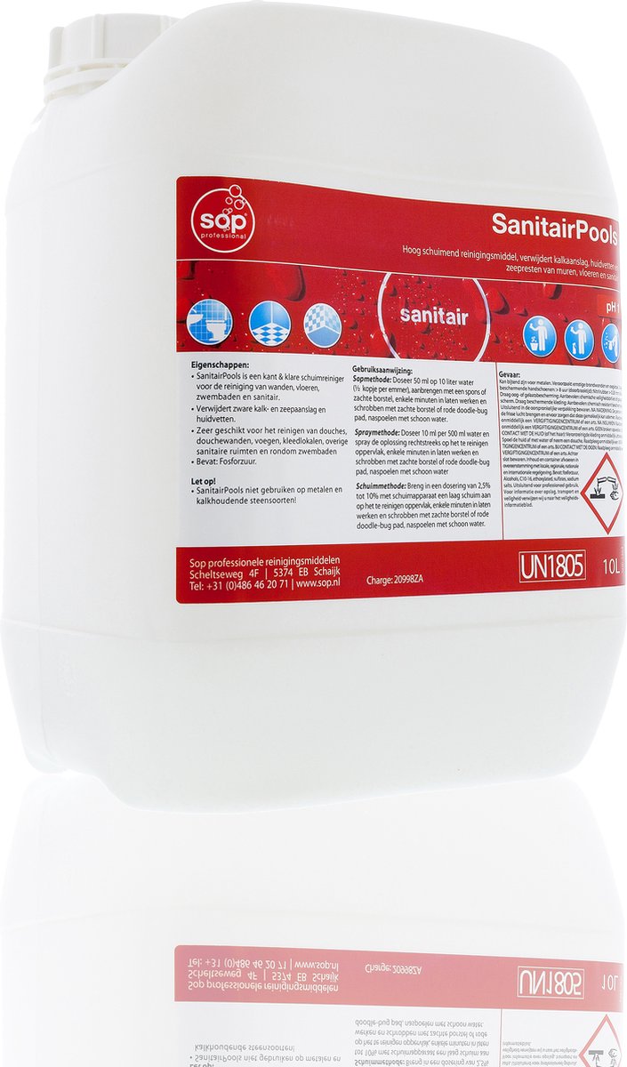 SOP - Sanitair zwembad Schoonmaakmiddel 10 L - zwembad- en sanitairreiniger - Voor alles in en rond het zwembad