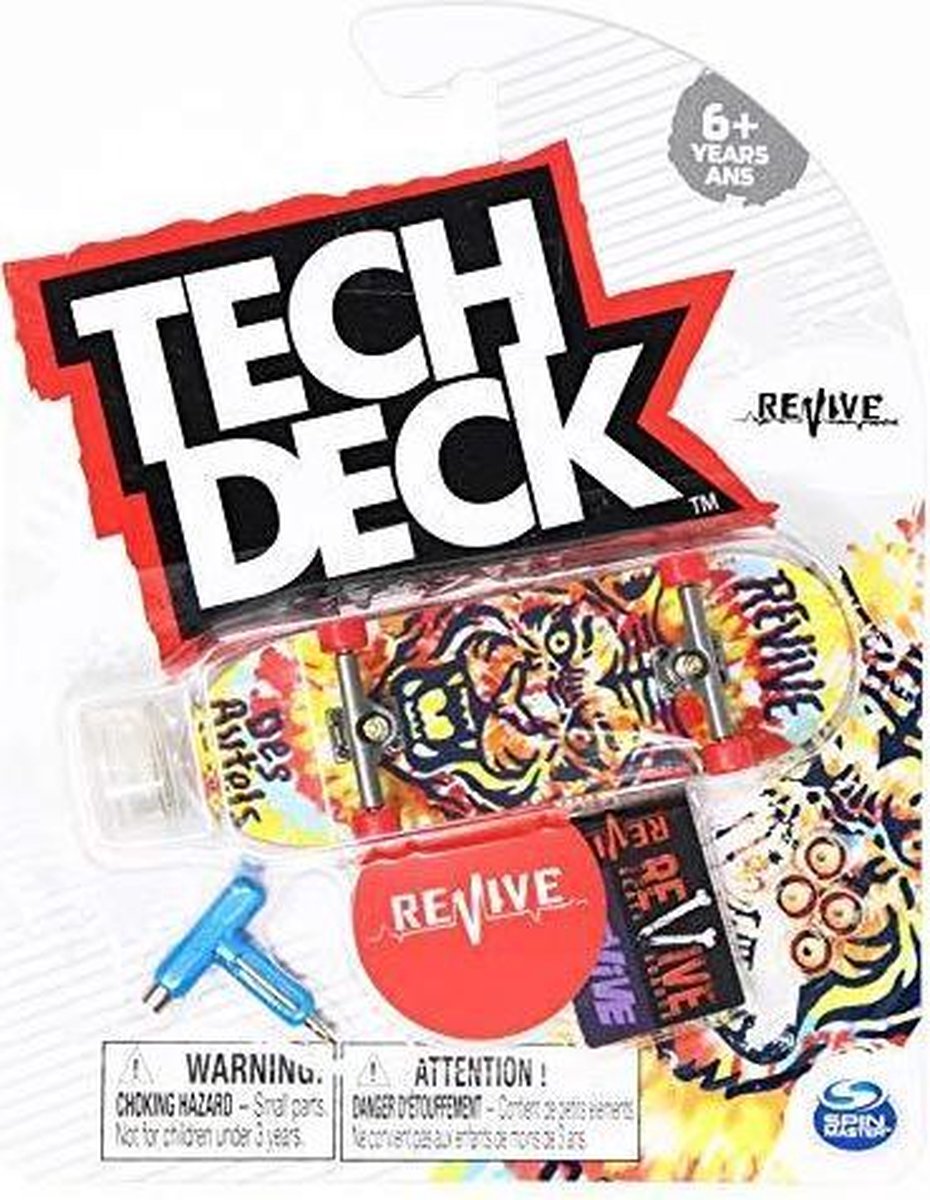 Tech Deck Revive Skateboards Doug Des Autels Tie Dye Tiger 2021 Complete 96mm Fingerboard Spin Master