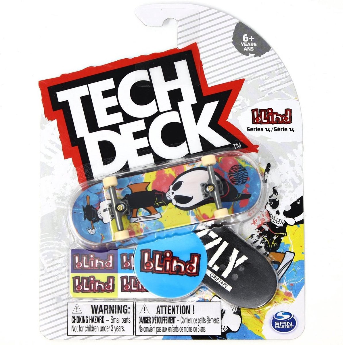 Tech Deck Series 14 Blind Skateboards Jordan Maxham Psychadelic Reaper Fingerboard with Grizzly Griptape Tech Deck