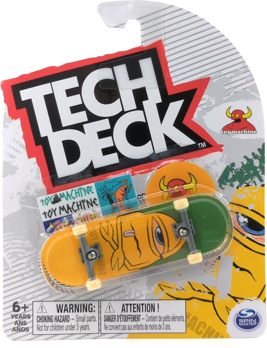 Tech Deck Toy Machine Skateboards Bored Sect Green and Yellow Complete Fingerboard  Tech Deck M28