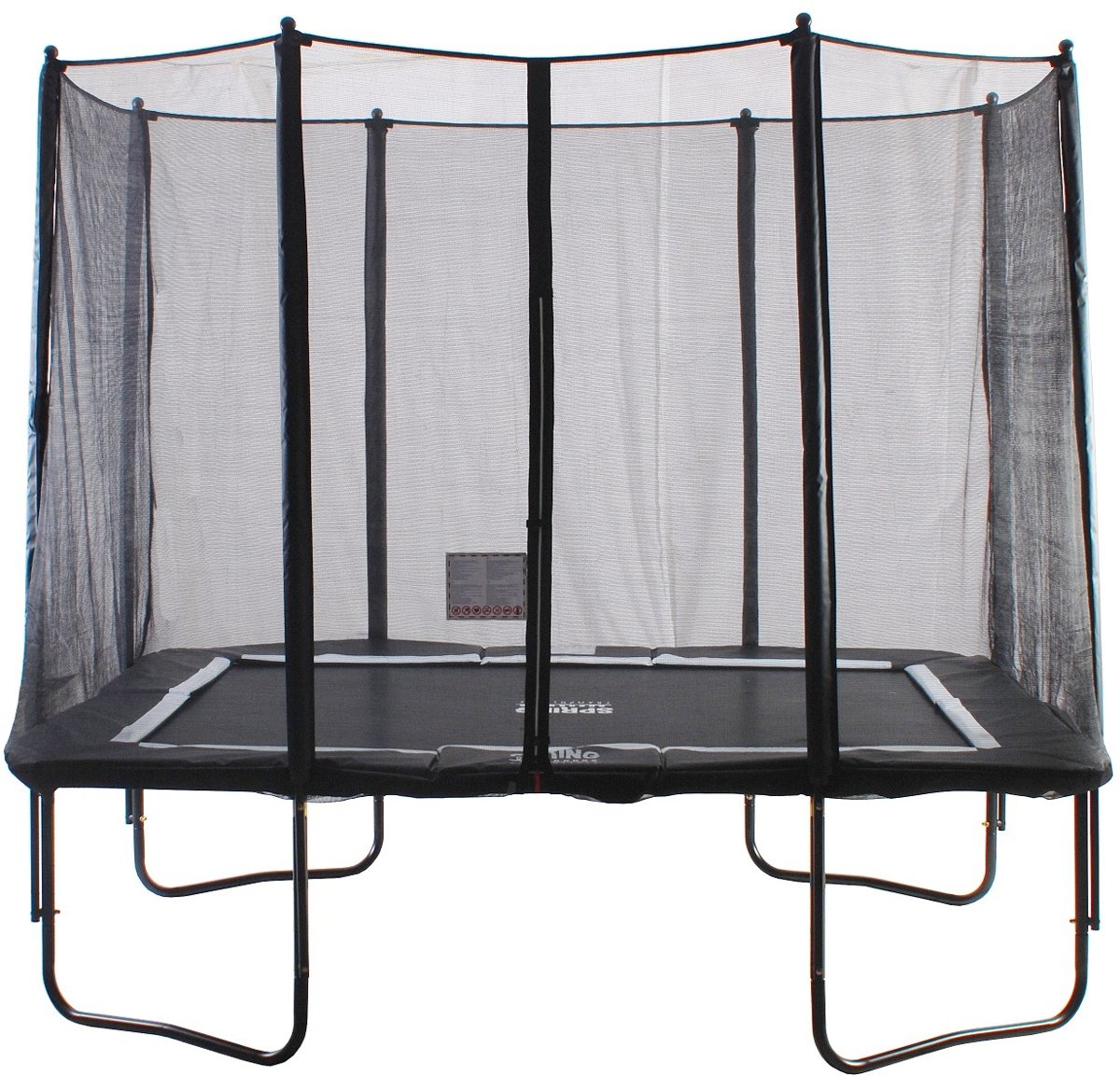 SPRING Trampoline 283 x 190 cm (9x6,5ft) Rechthoekig met veiligheidsnet - Black Edition - zwarte rand