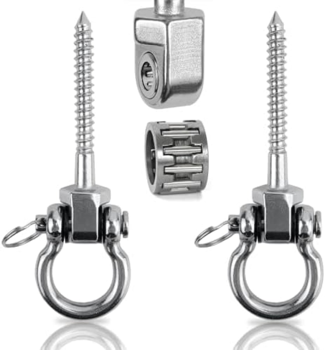 Schommelhanger met lagers, 2 stuks, zware belasting, 180 graden, schommelhaak, schommelophanging van 304 roestvrij staal, voor houten balken, betonplafond, schommel, yoga, bokszak, hangmatten