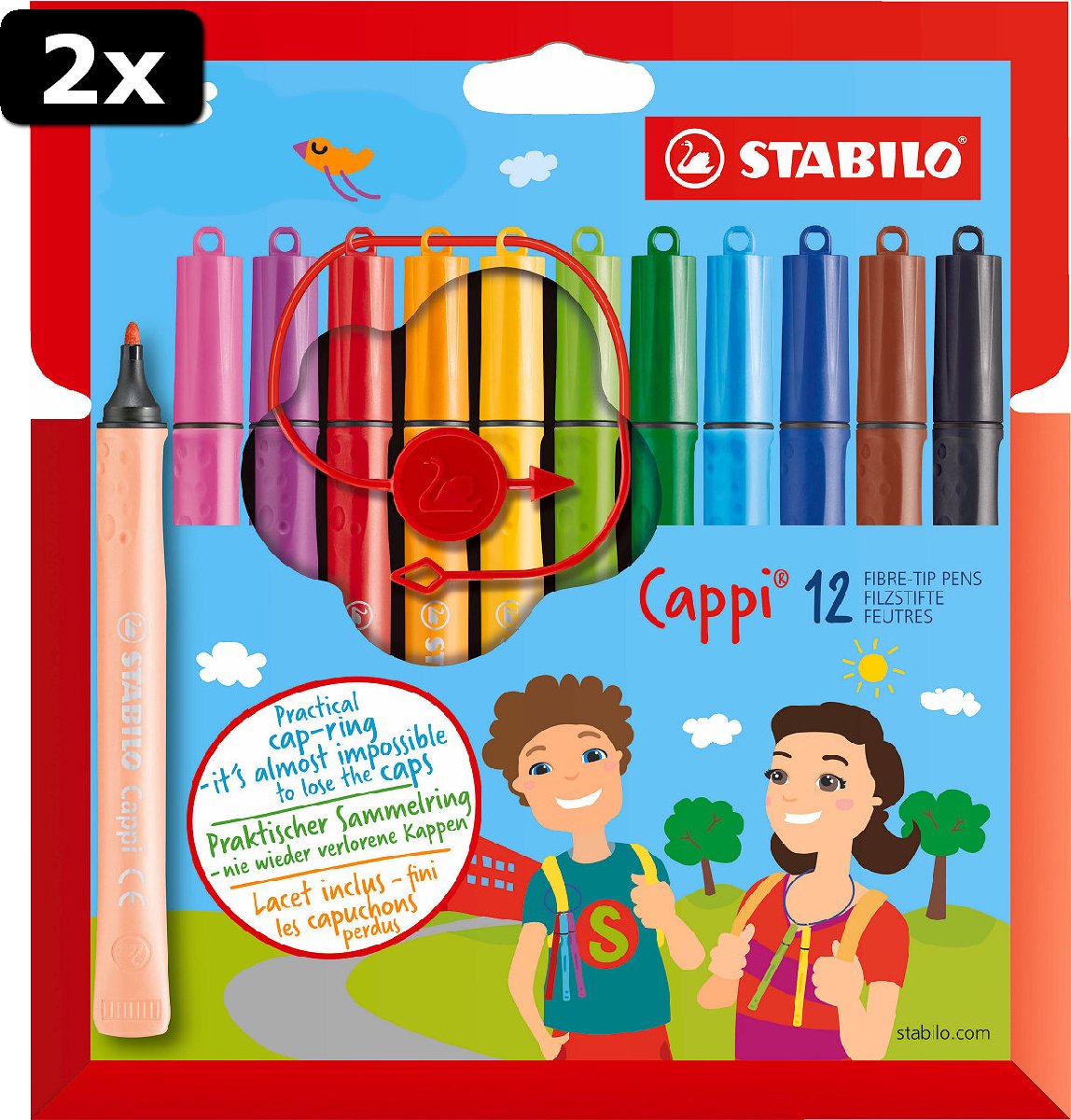 2x STABILO Cappi etui 12 stuks viltstiften