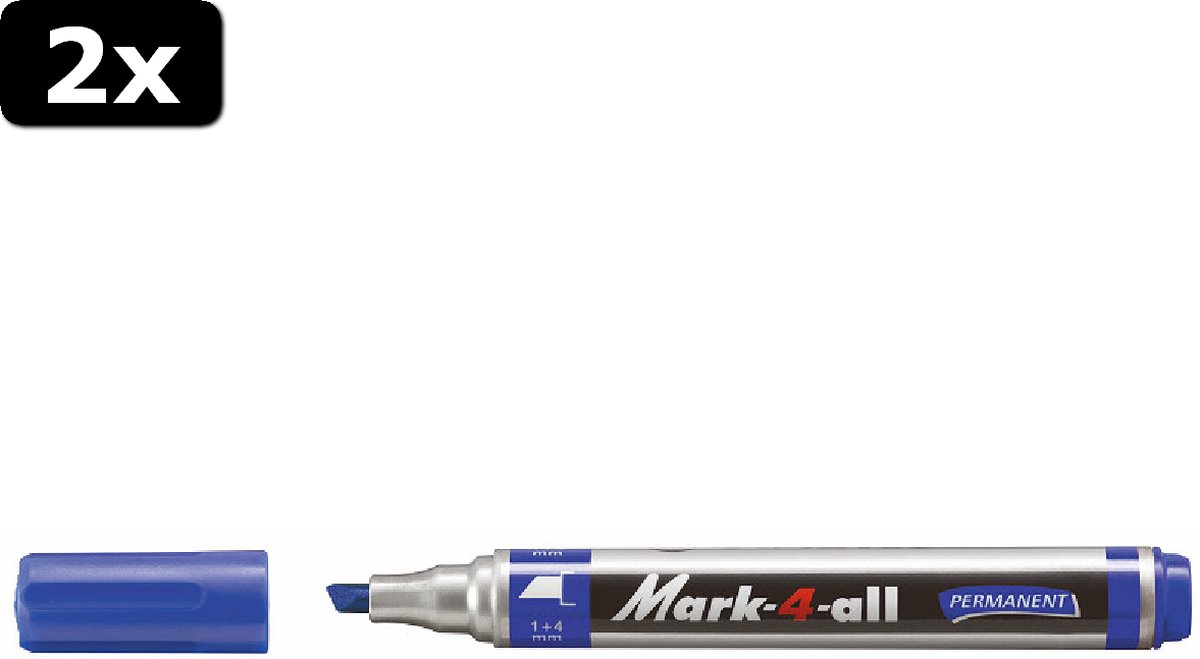 2x STABILO Mark-4-All 651 marker beitel blauw 10 st.