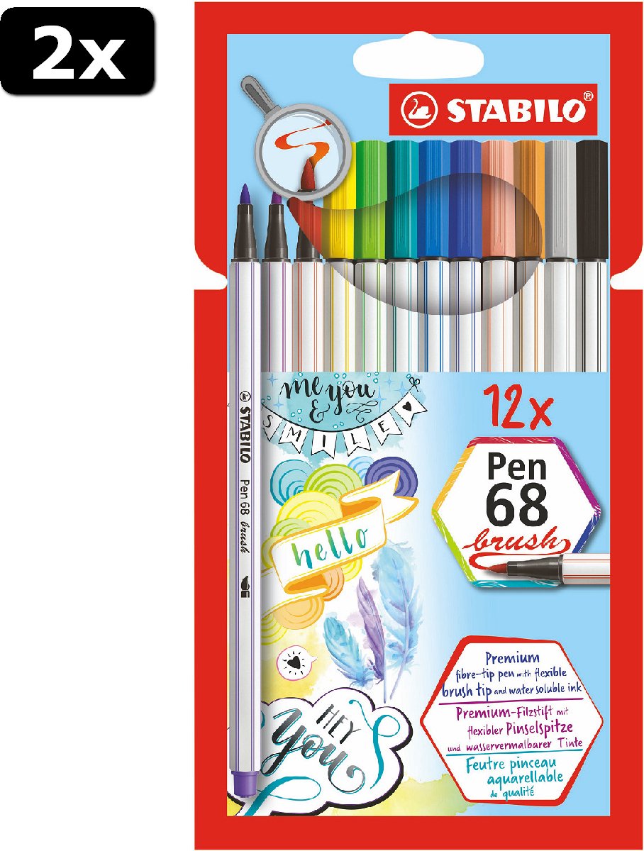 2x STABILO Pen 68 Brush Etui 12st