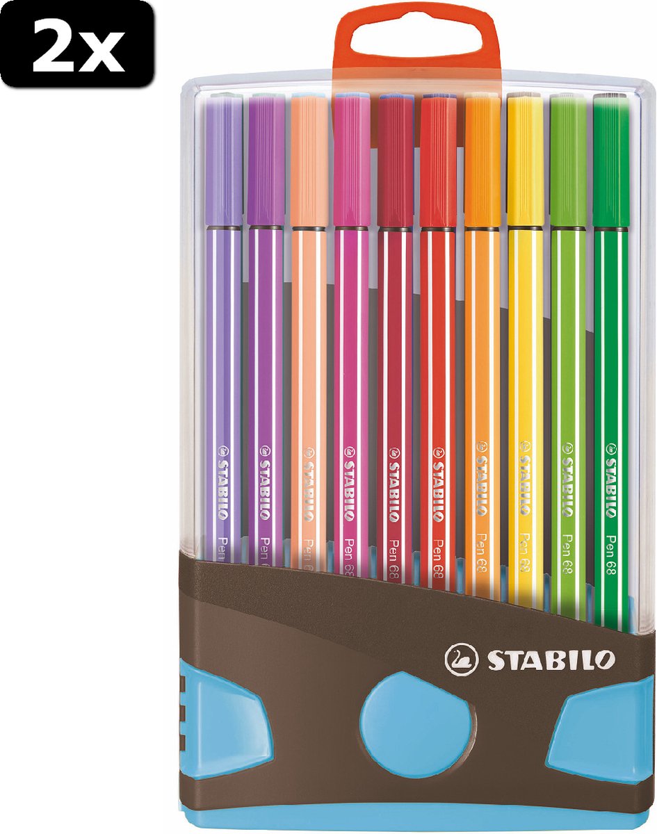 2x STABILO Pen 68 colorparade antraciet/lichtblauw