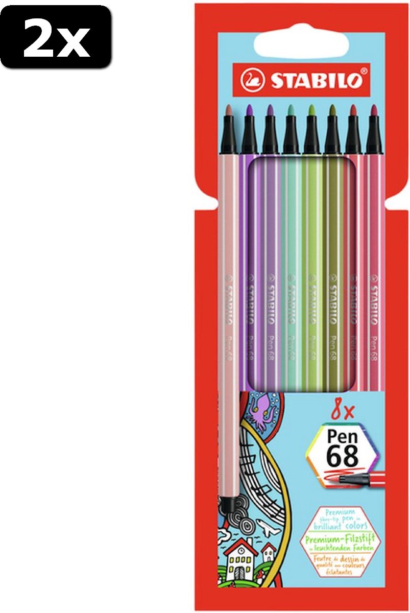 2x STABILO Pen 68 etui 8 stuks