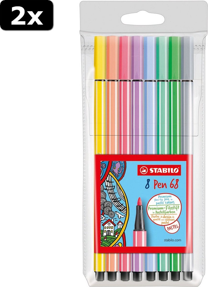 2x Stabilo Pen 68 Etui 8 Stuks