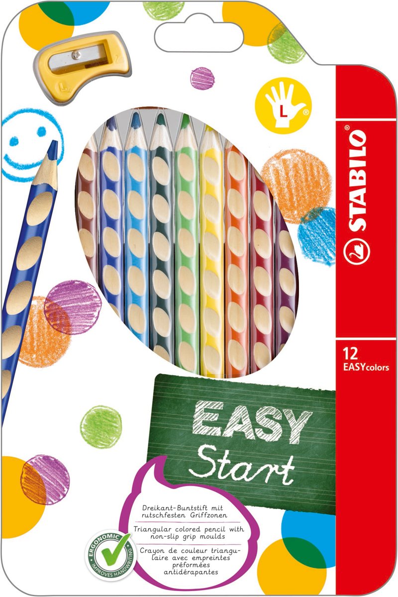   EASYcolors Linkshandige Kleurpotloden - Etui 12 Stuks