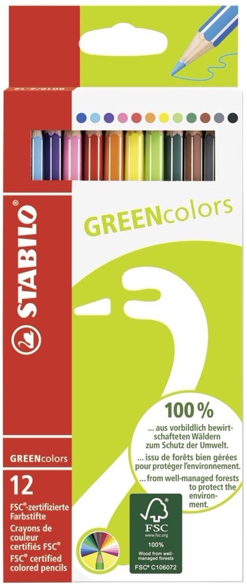   GREENcolors Kleurpotloden - etui 12 stuks