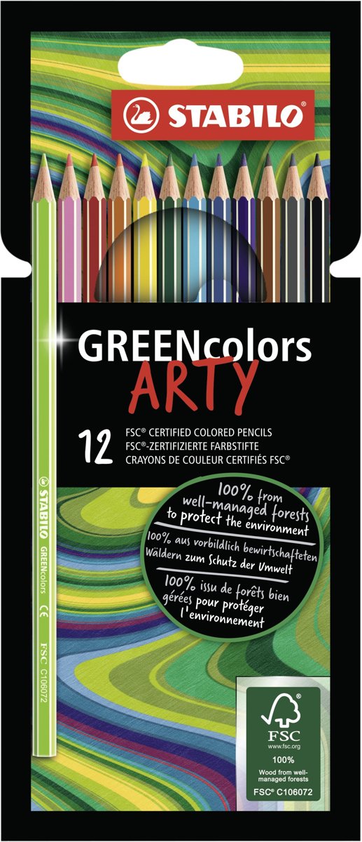 STABILO GREENcolors Kleurpotloden ARTY Etui 12 Kleuren