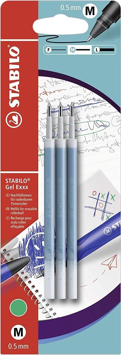 STABILO Gel Exxx refill, groen 3 stuks ECO-Pack