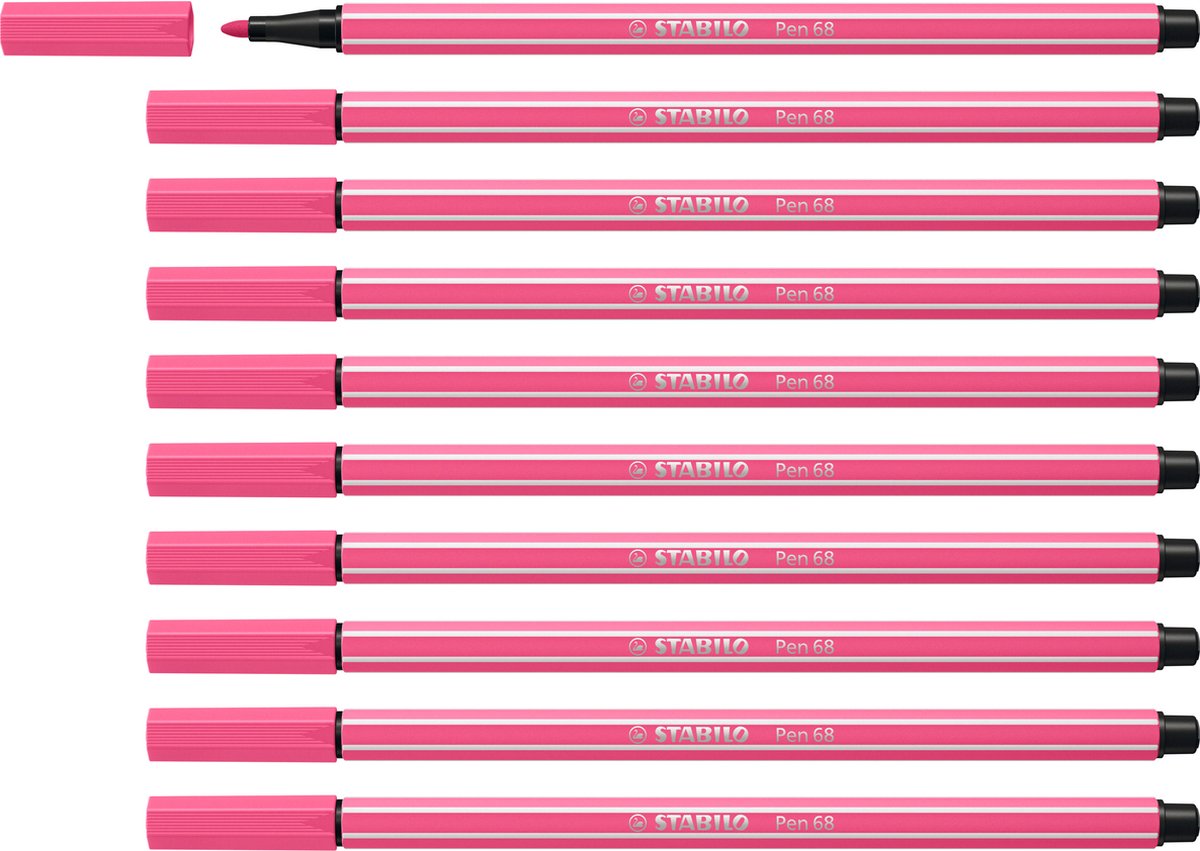 STABILO Pen 68 - Premium Viltstift - Roze - Doos 10 stuks