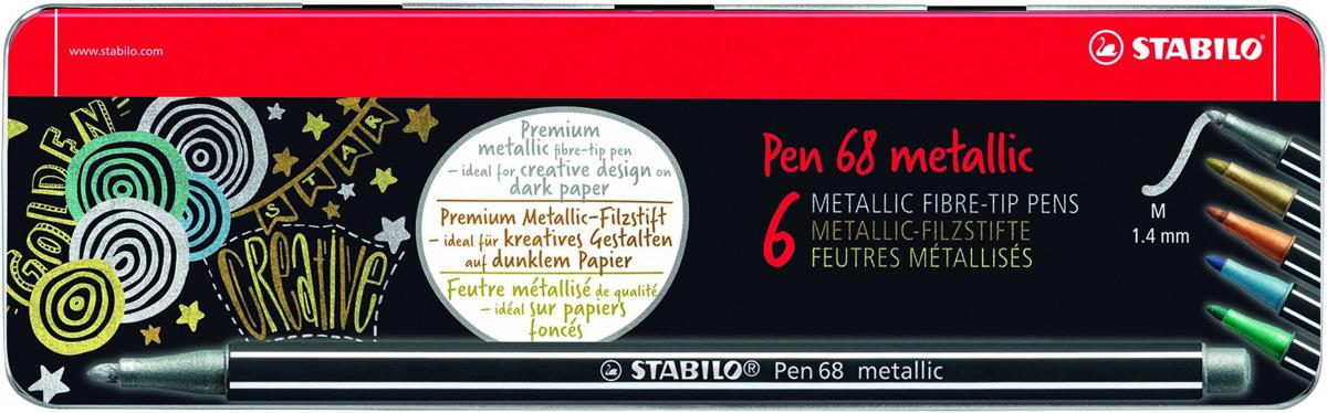   Pen 68 Metallic   - Metalen Etui 6 stuks