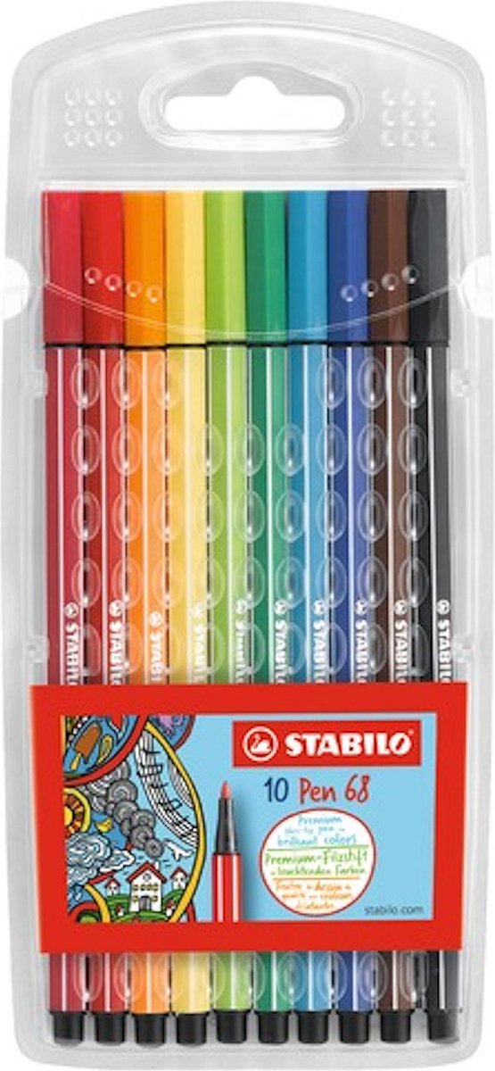 STABILO Pen 68 plastic etui 10 stuks assorti