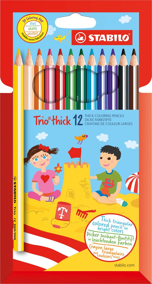   Trio Dik 4,2 mm Kleurpotloden - Etui 12 stuks