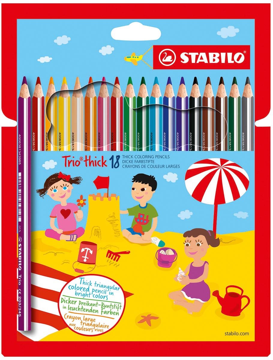   Trio Dik 4,2 mm Kleurpotloden - Etui 18 stuks